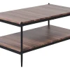 Stolik kawowy ciemne drewno z czarnym 100 x 52 cm