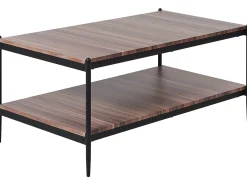 Stolik kawowy ciemne drewno z czarnym 100 x 52 cm
