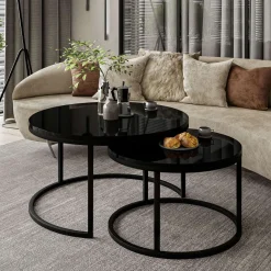 Stolik kawowy CIRI 2w1 80/60 czarny połysk