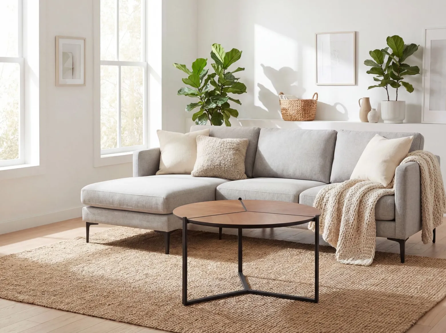 Stolik kawowy 80cm MDF imitacja drewna Okrągły stolik pod sofę do salonu