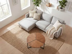 Stolik kawowy 80cm MDF imitacja drewna Okrągły stolik pod sofę do salonu