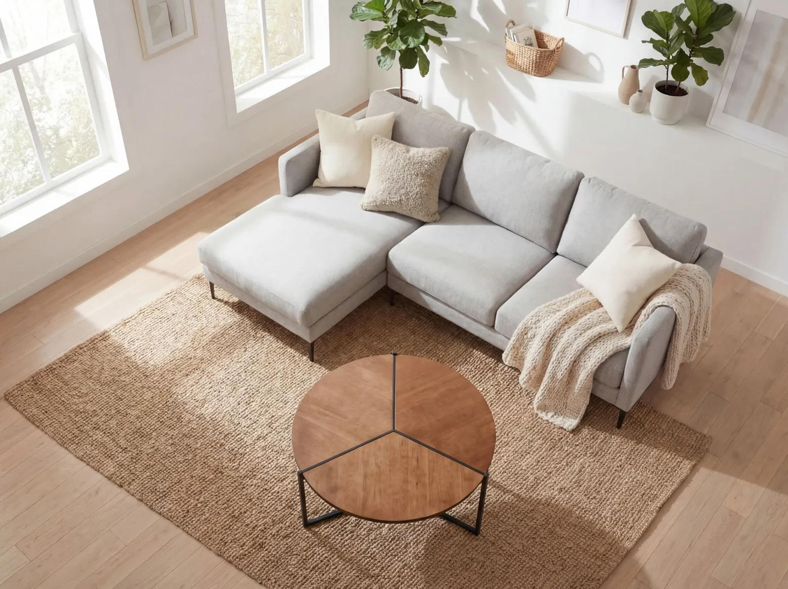 Stolik kawowy 80cm MDF imitacja drewna Okrągły stolik pod sofę do salonu