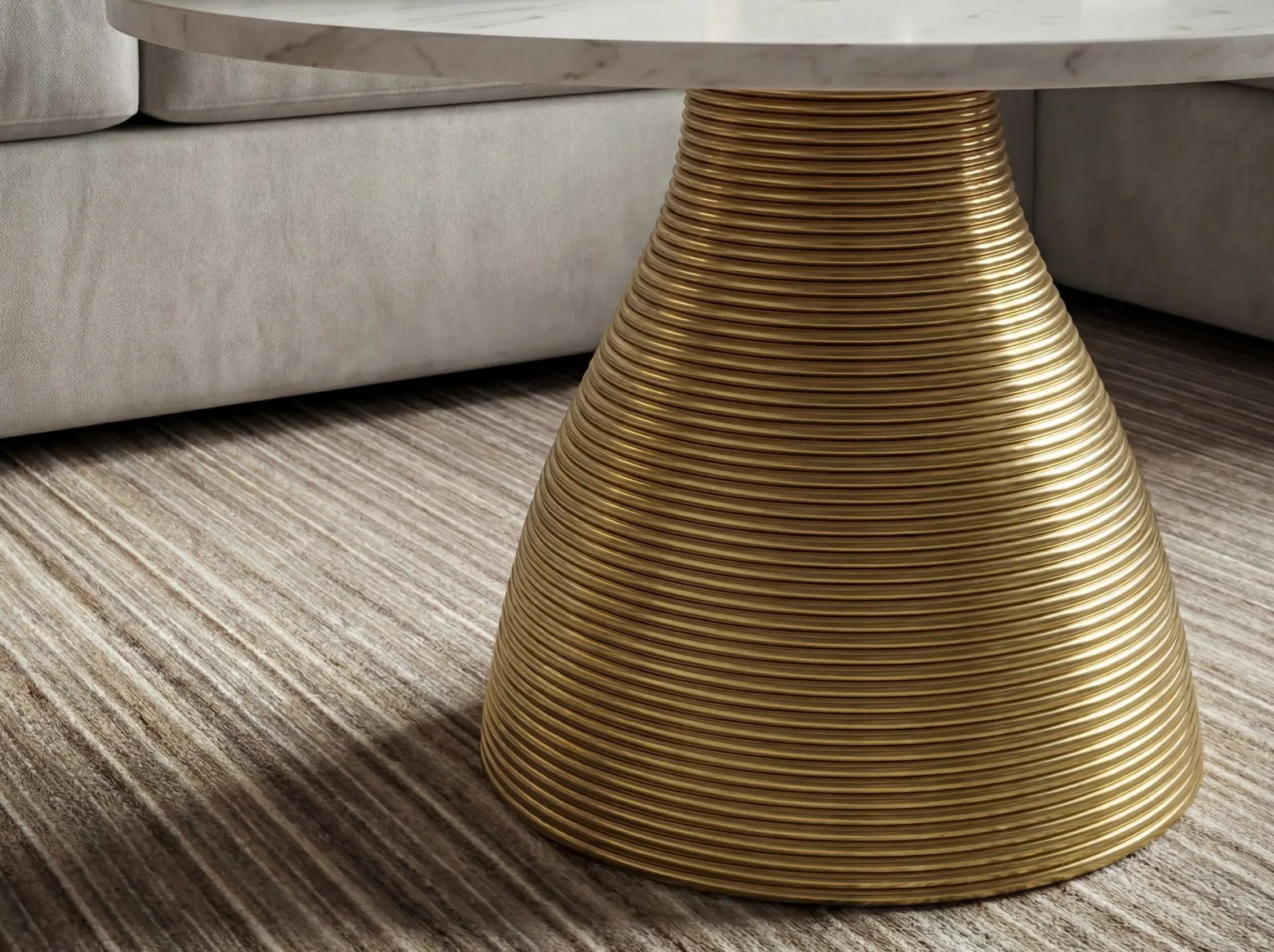 Stolik kawowy 60cm z marmurowym blatem, do salonu, metal, okrągły Biały