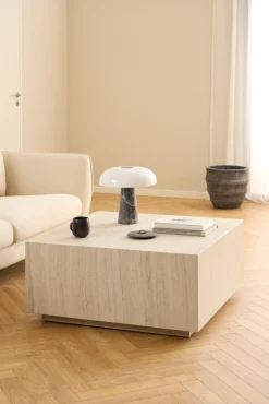 STOLIK KAWOWY Dice 90x90cm imitujący trawertyn Z MDF