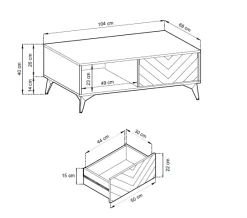 Stolik kawowy loftowy do salonu DIAMOND L140