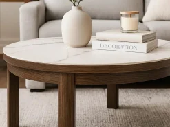 Stolik kawowy Marquise 90 cm z ceramicznym blatem, Ceramic + Oak smoked
