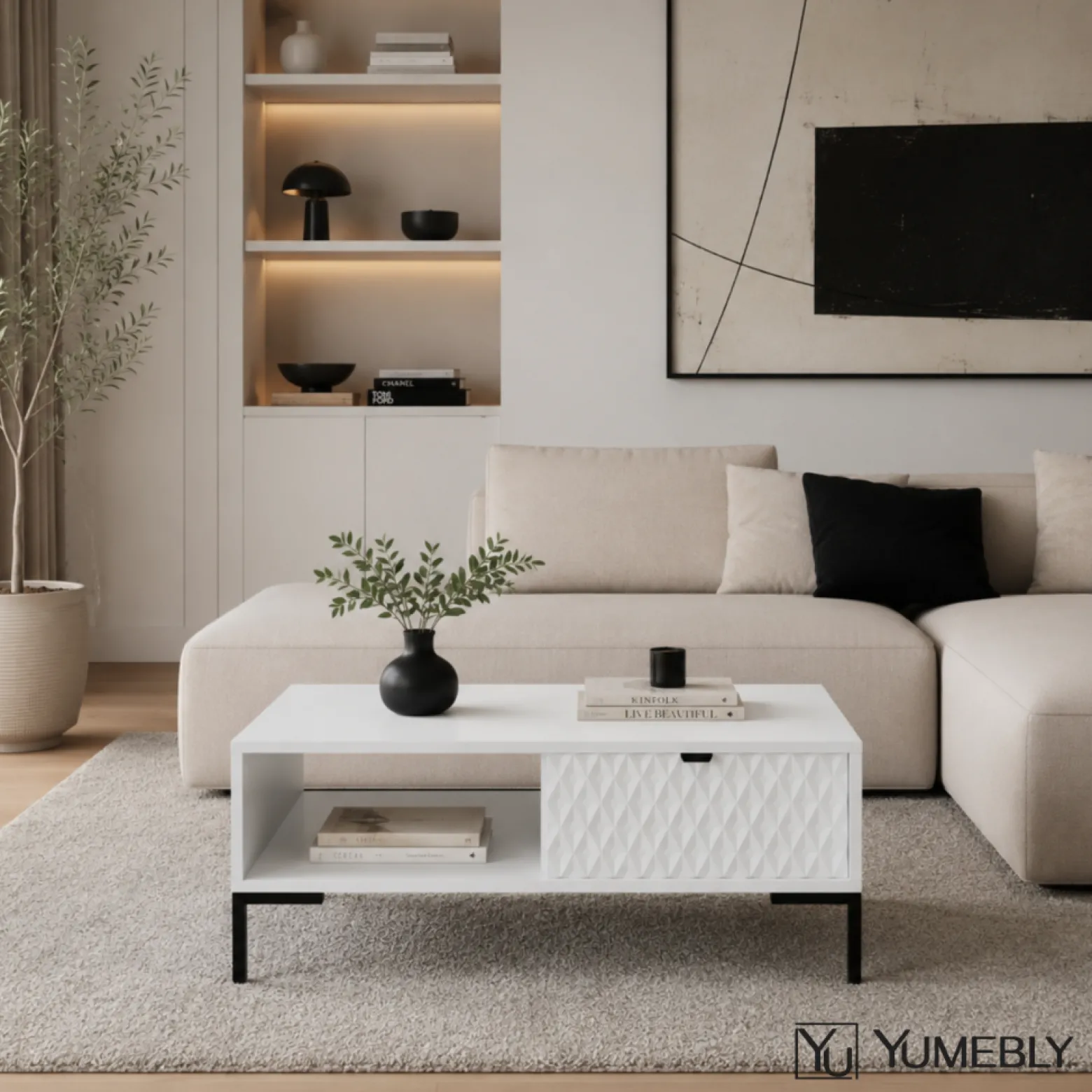 Stolik kawowy MODERN – Biały | 100x47x60 cm