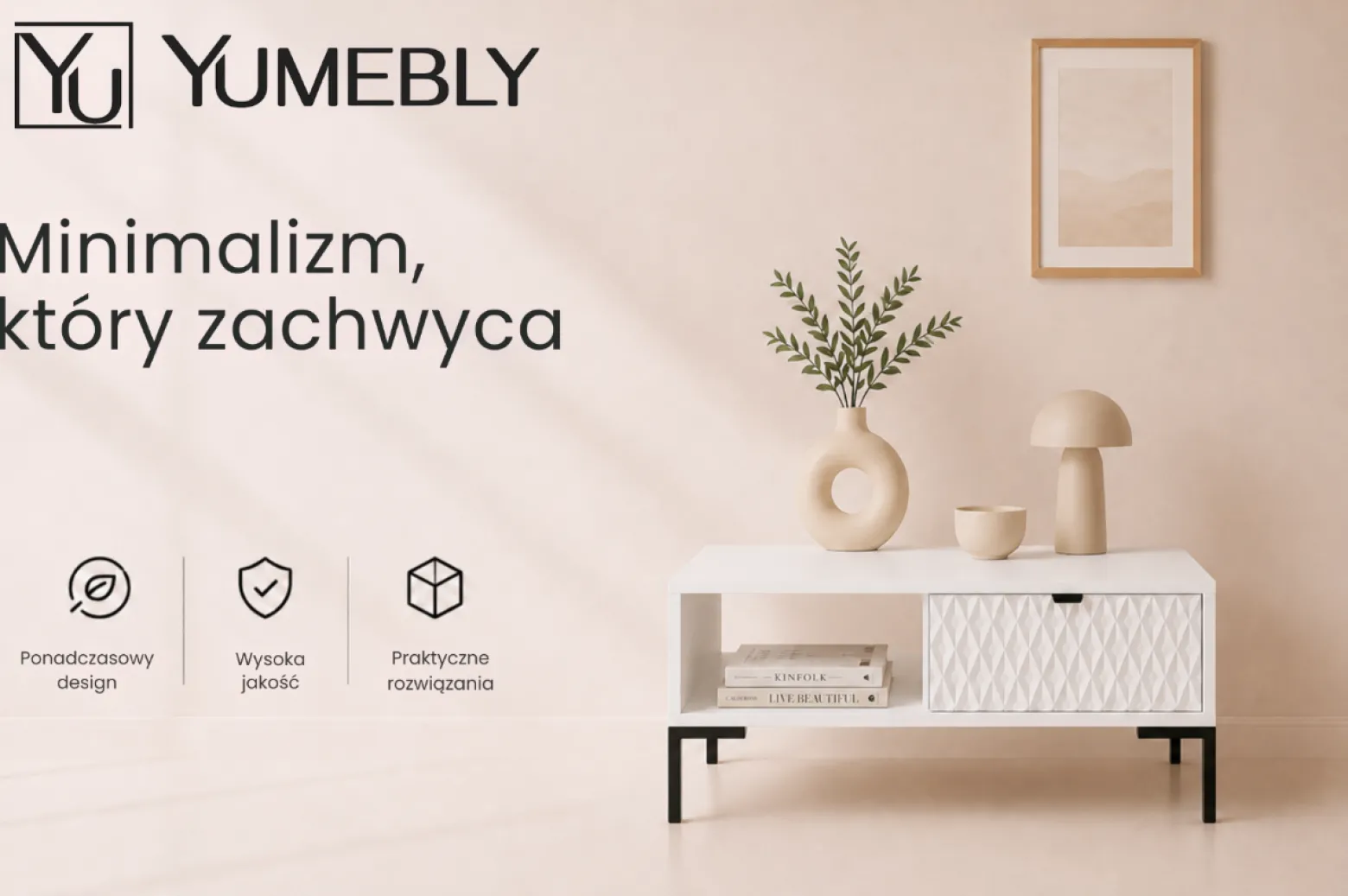 Stolik kawowy MODERN – Biały | 100x47x60 cm