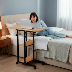 Stolik kawowy na kółkach z regulacją 76-86 cm biurko mobilne pod laptopa
