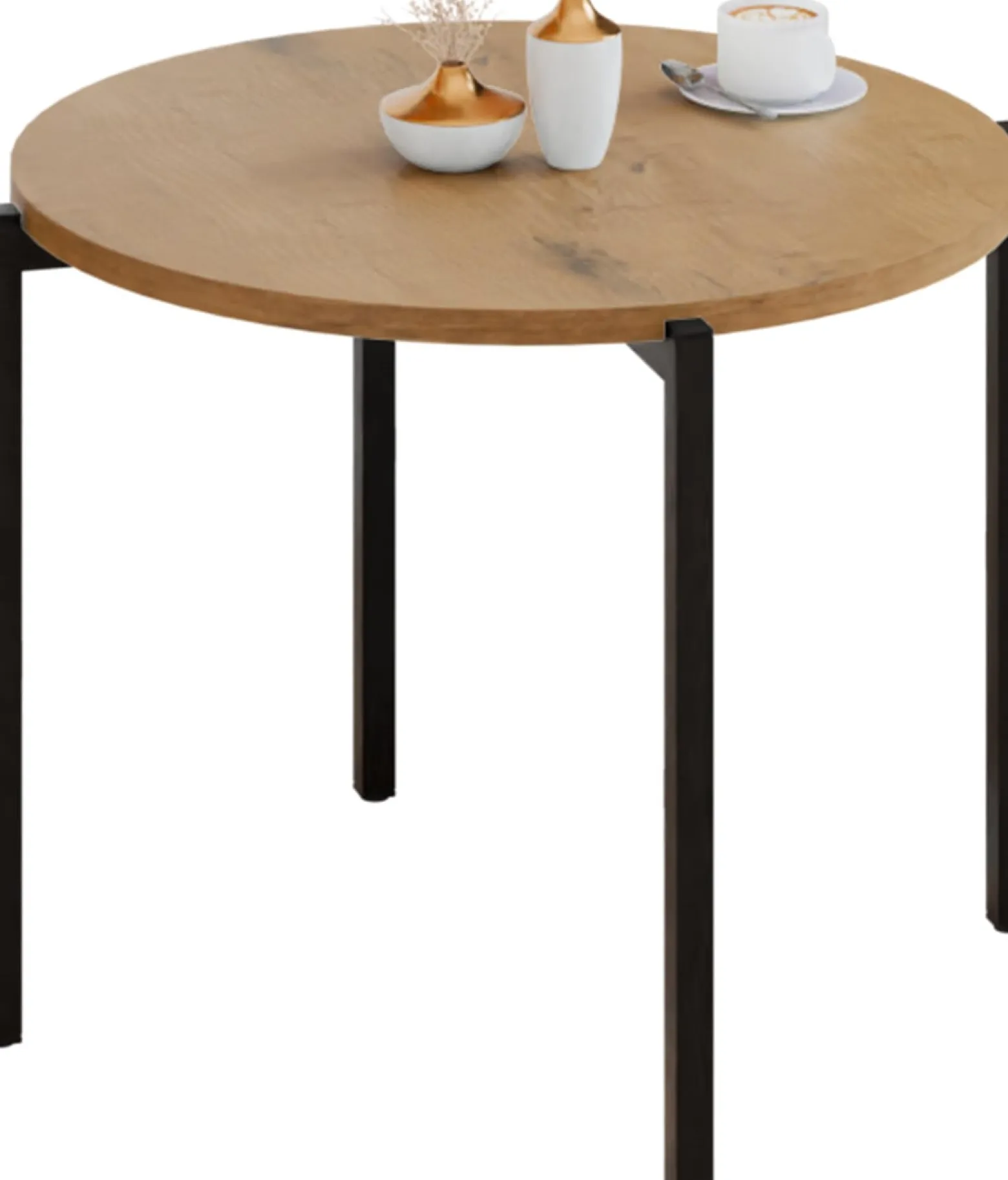 Stolik kawowy okrągły loft 55x55x46 cm metalowy czarny