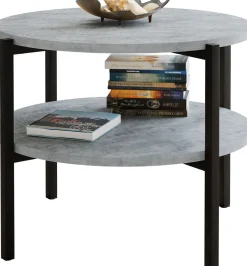 Stolik kawowy okrągły loft z półką 55x55x46 cm metalowy czarny
