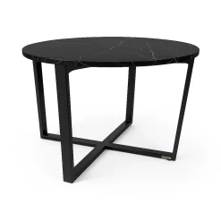 Stolik Kawowy Okrągły z Marmurem Nero Marquina MENTO - 11