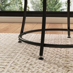 Stolik kawowy okrągły z półką brąz loft 55 cm