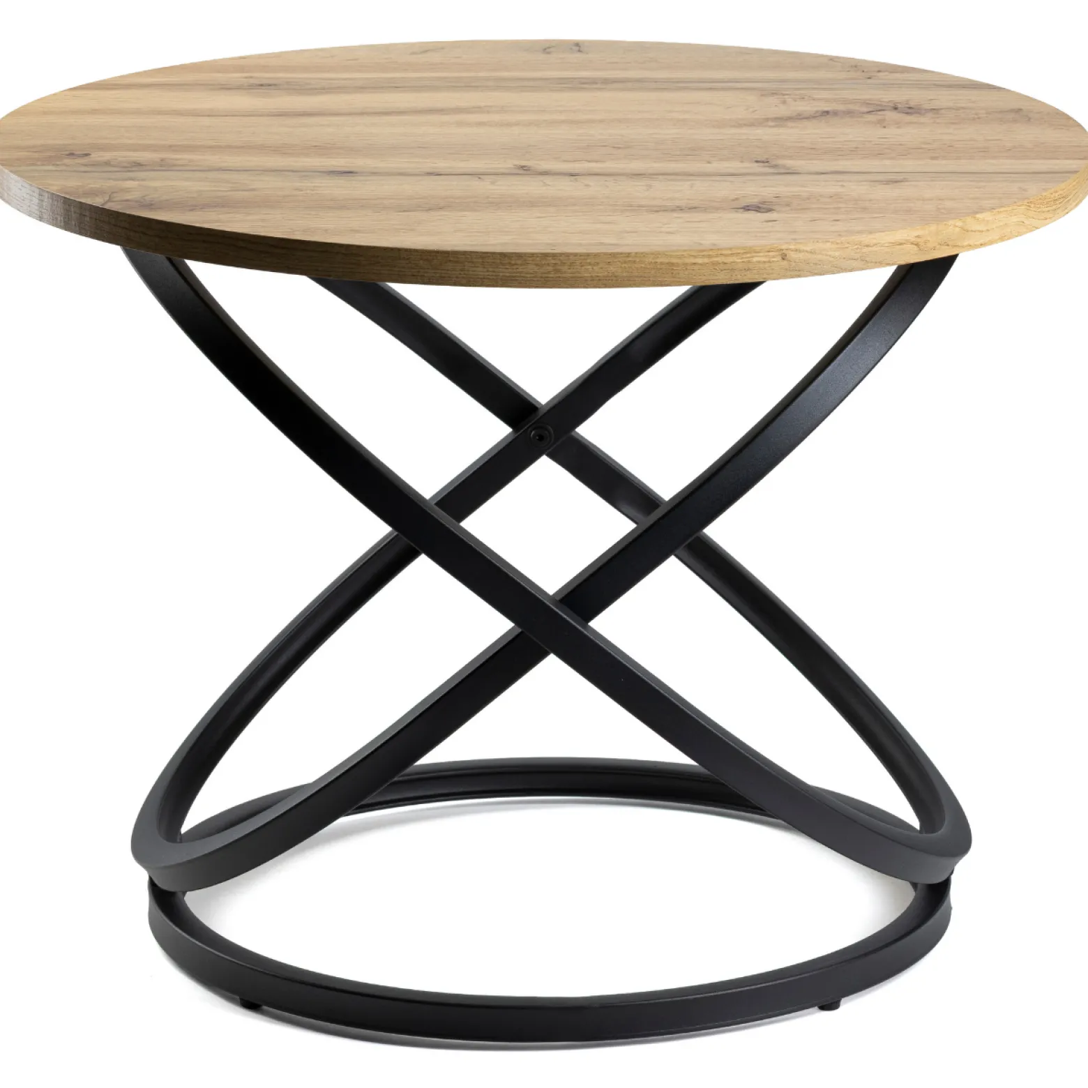 Stolik kawowy Selvia LOFT okrągły 60 cm, blat MDF w kolorze drewna, metal