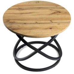 Stolik kawowy Selvia LOFT okrągły 60 cm, blat MDF w kolorze drewna, metal