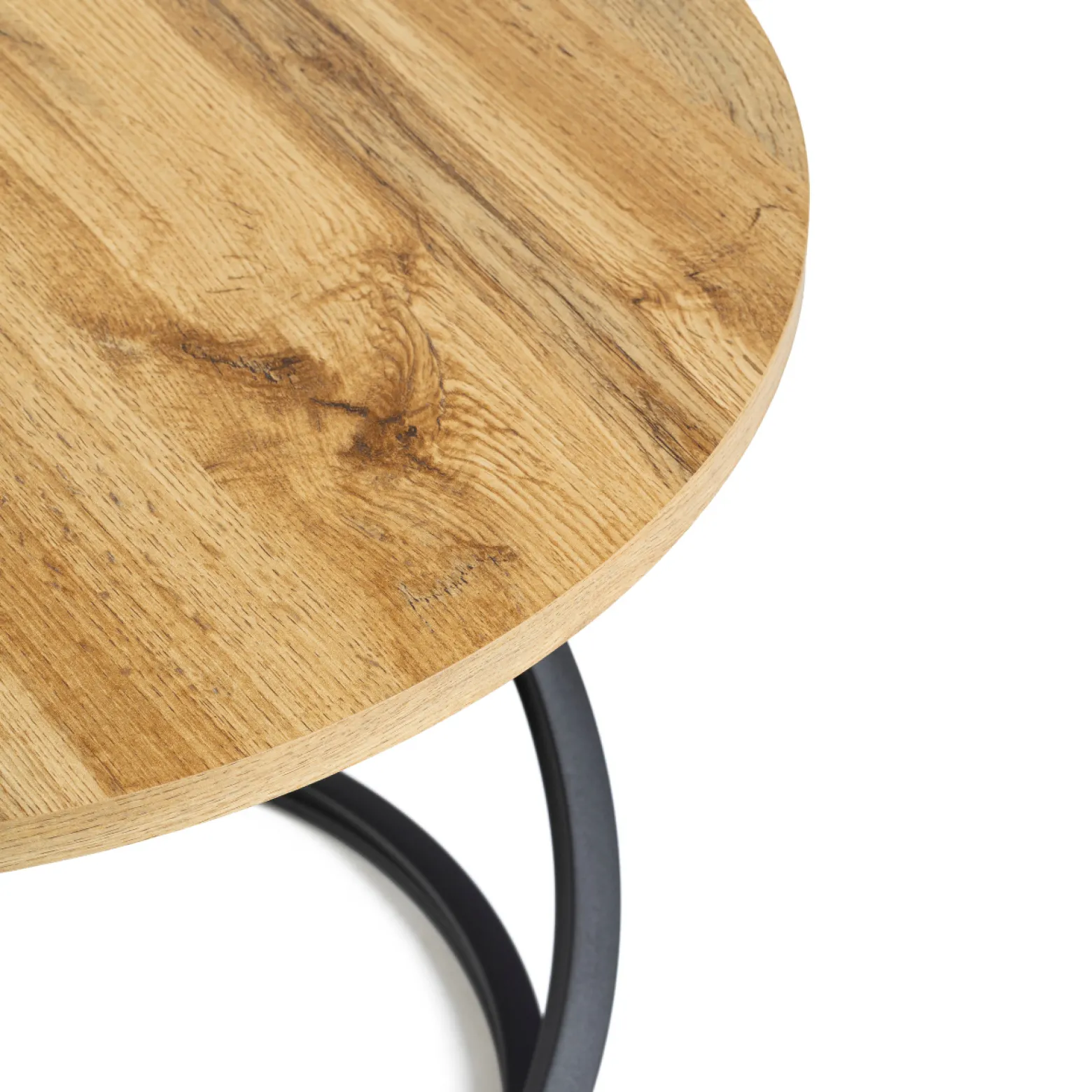 Stolik kawowy Selvia LOFT okrągły 60 cm, blat MDF w kolorze drewna, metal