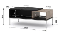 Stolik kawowy TOLEDO 110x55 cm dąb flagstaff / czarny mat