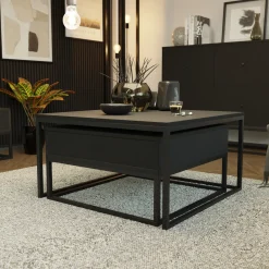 Stolik kawowy 2w1 ELEGANT z szufladą czarny