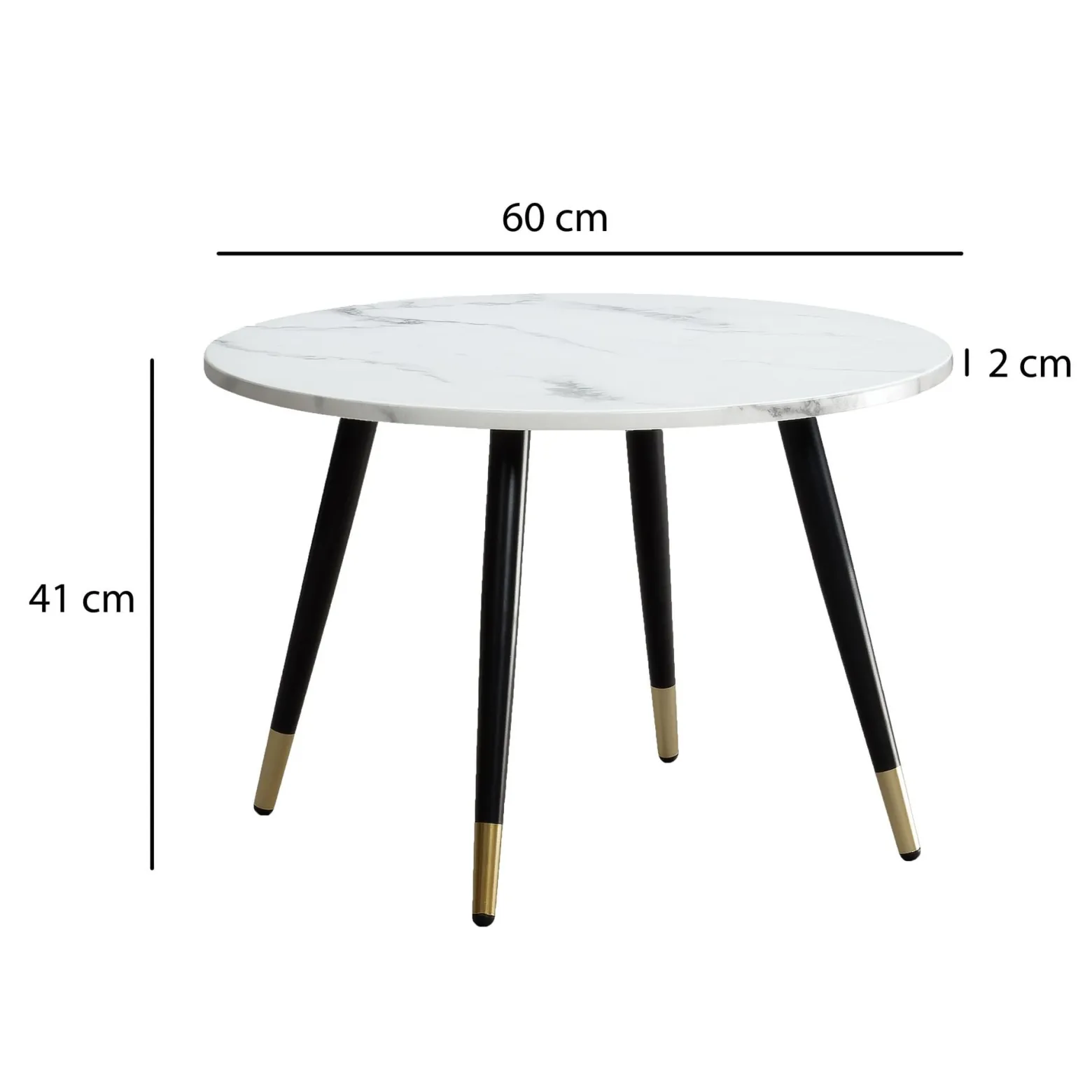 Stolik Kawowy 60x60 Marmur Okrągły Metalowy Stolik Salon Sofa