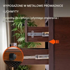 Stolik nocny wąski z szufladą USB i gniazdkami do sypialni brązowy