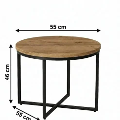 Stolik okolicznościowy okrągły 55 cm metal Dąb Craft