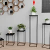 Stolik pomocniczy Druciany Kwietnik 20x20x80 Loft Czarny+MiniPearl