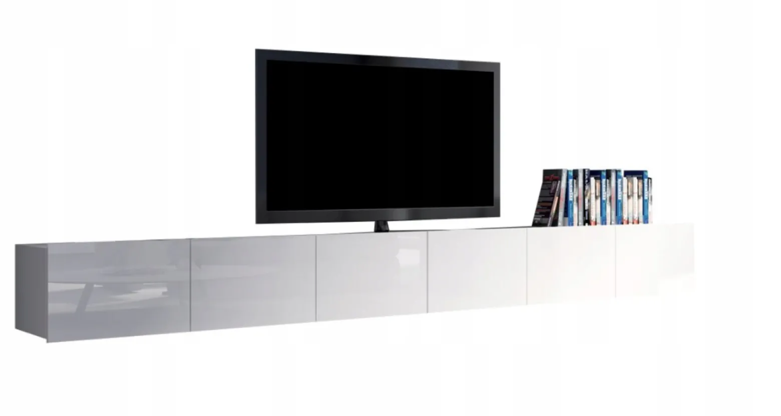 Stolik RTV Biały Połysk 300cm Wiszący Lub Stojący