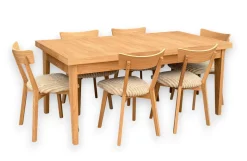 Stół Prostokątny Fornirowany 90x180+2x40 + 6Krzeseł Agata