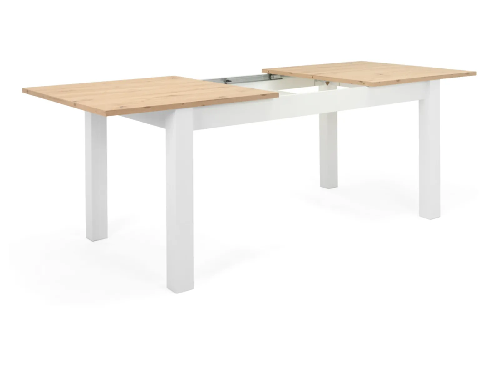 Stół prostokątny rozkładany Bergen 160/215x75 biały/dąb artisan