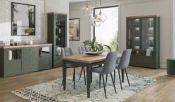 Stół rozkładany EVORA 160(240)x90 dąb lefkas/zielony mat