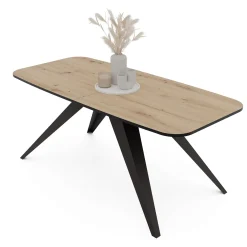 Stół rozkładany FENTO 160/198 cm - dąb artisan/czarne nogi