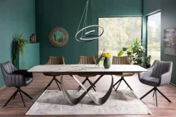 Stół rozkładany INFINITY CERAMIC 160(240)x95 biały/brązowy