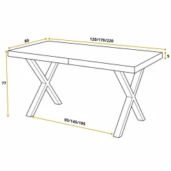 Stół rozkładany LOFT X 120/220X80 Biały/czarny