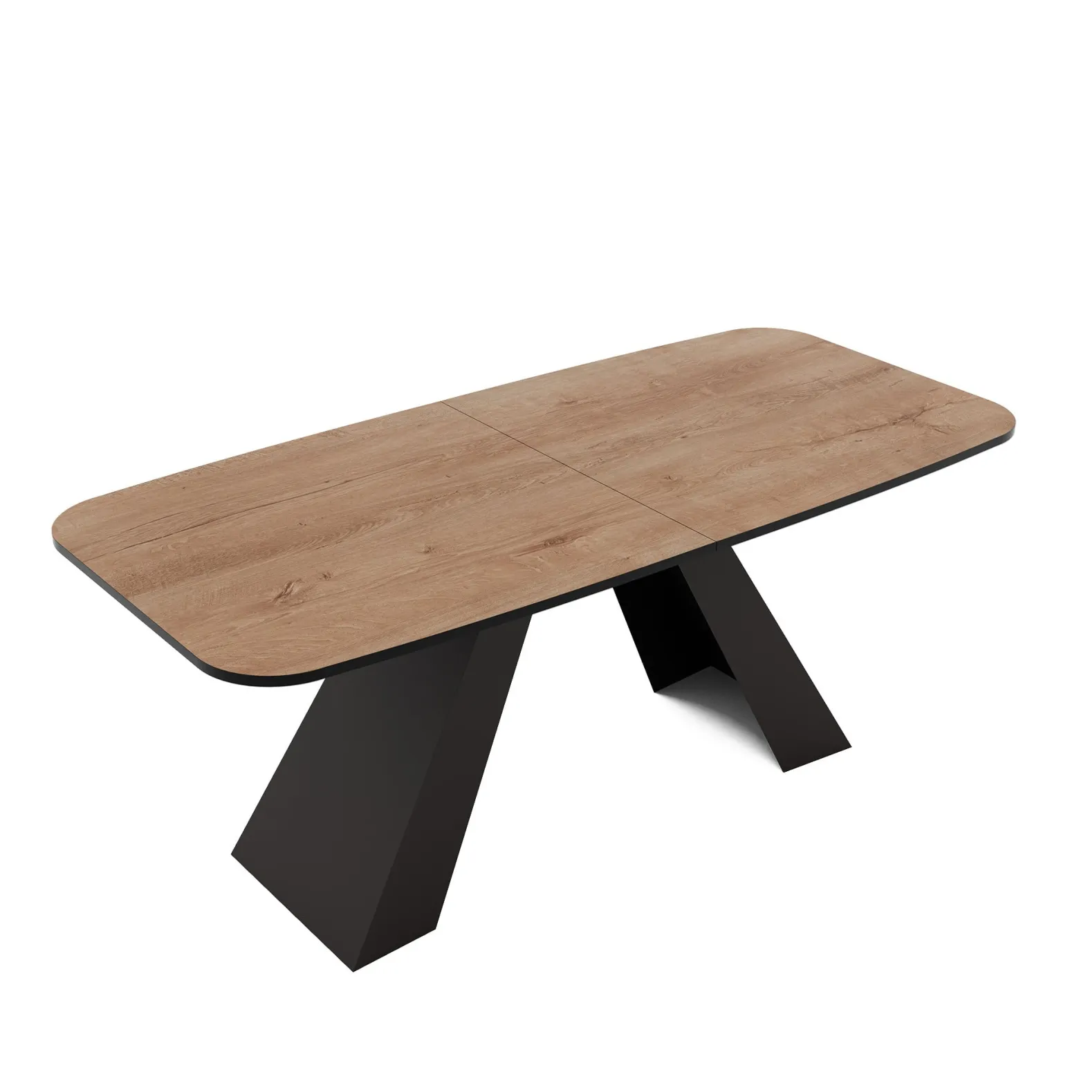Stół rozkładany ZENITH 160/198 cm - dąb lefkas/czarne nogi