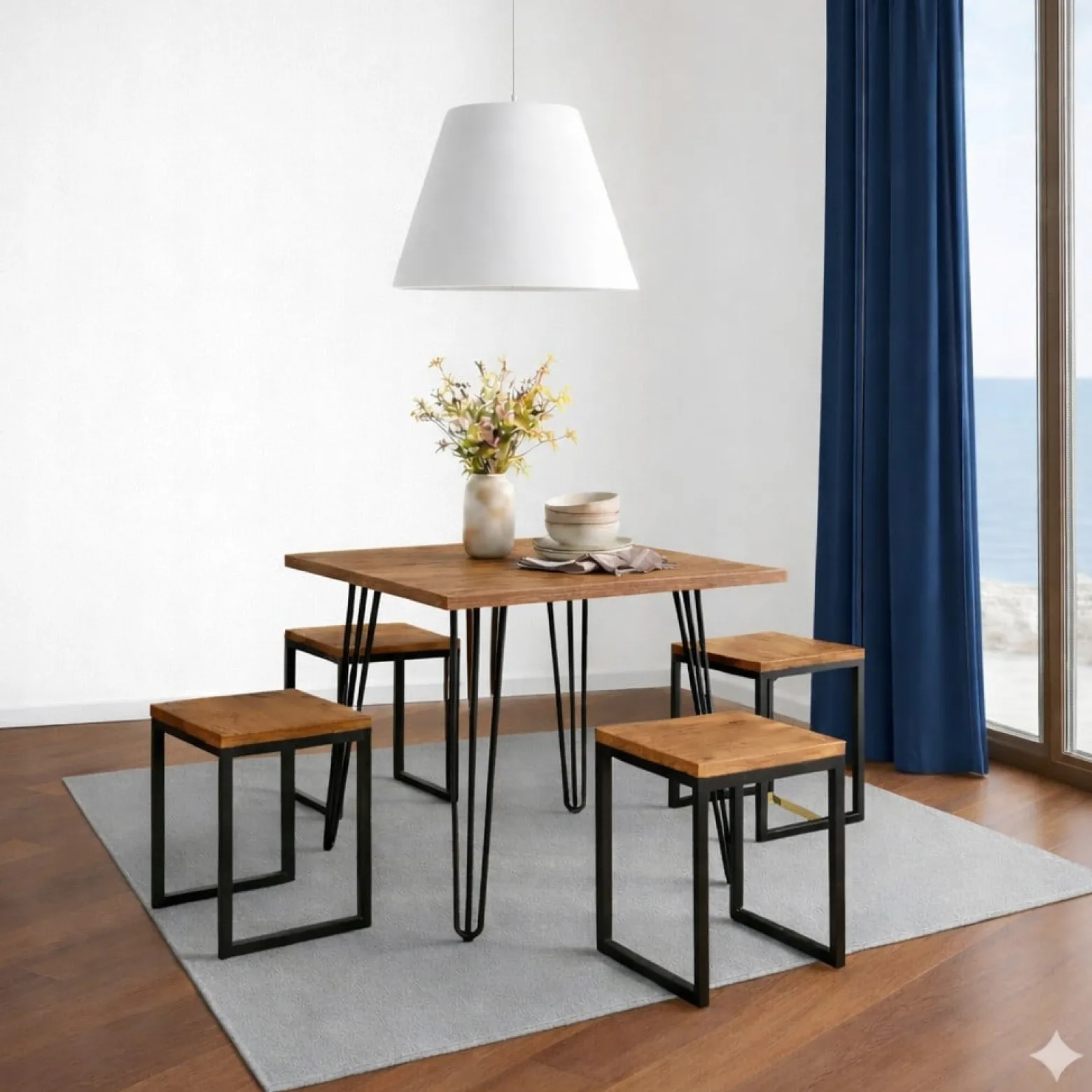 Stół 68x68cm Stolik Hairpin legs skośne Biały Alaska