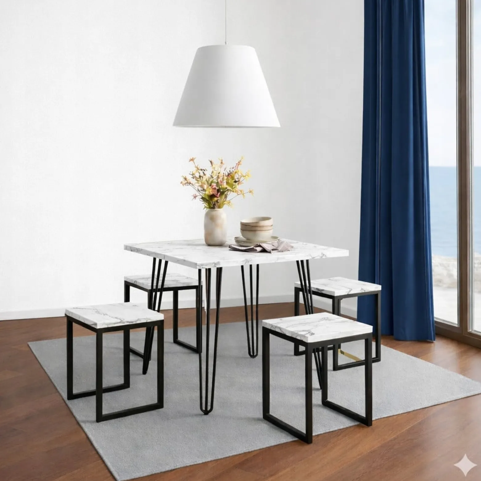 Stół 68x68cm Stolik Hairpin legs skośne Biały Alaska