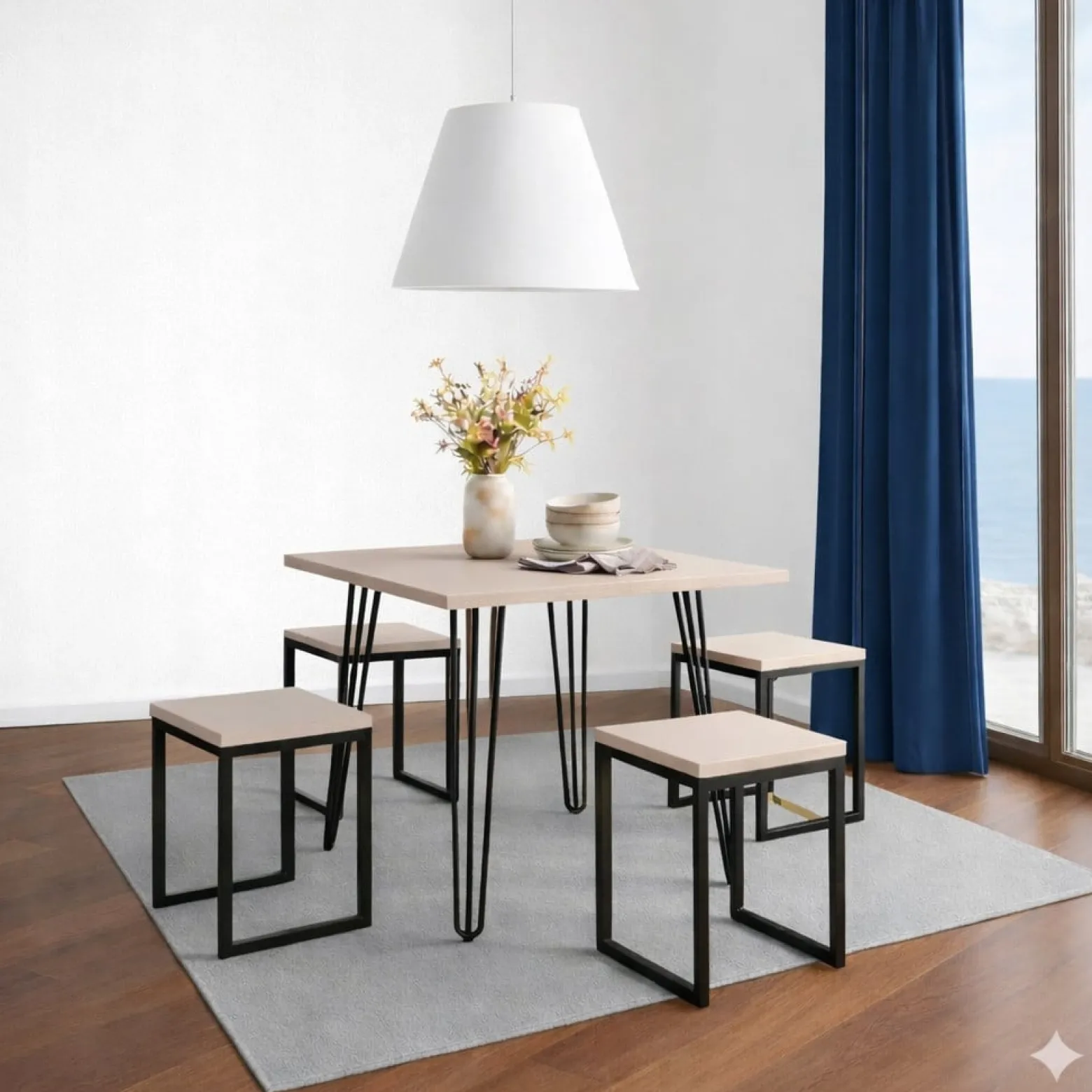Stół 68x68cm Stolik Hairpin legs skośne Biały Alaska