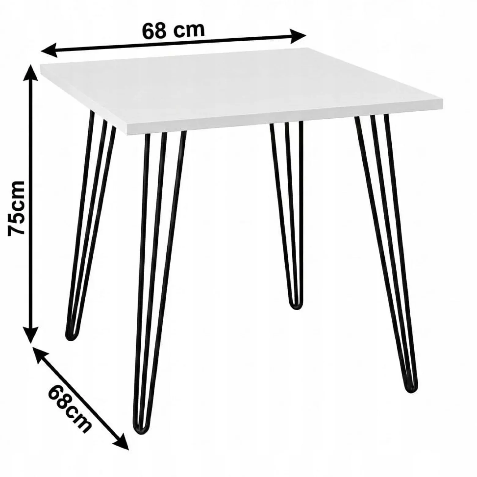 Stół 68x68cm Stolik Hairpin legs skośne Biały Alaska