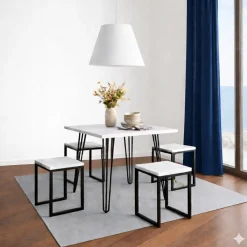 Stół 68x68cm Stolik Hairpin legs skośne Biały Alaska