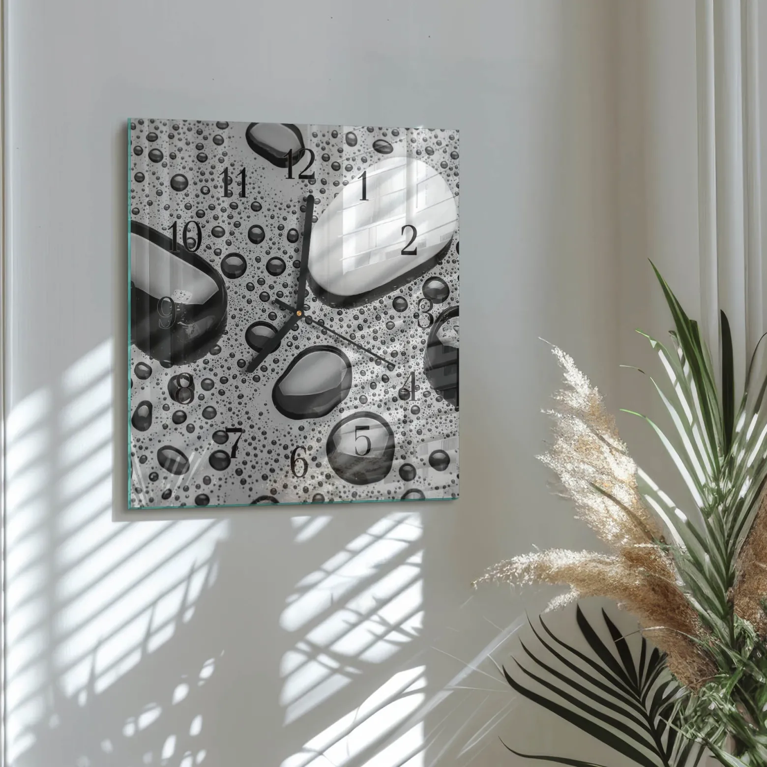 Stylowy zegar 30x30 Kamienie nowoczesny do salonu
