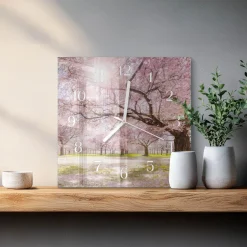 Stylowy zegar 30x30 Drzewa Wiśniowe zegar ścienny