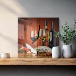 Stylowy zegar 30x30 Wino ozdobny ścienny