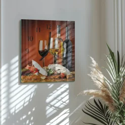 Stylowy zegar 30x30 Wino ozdobny ścienny