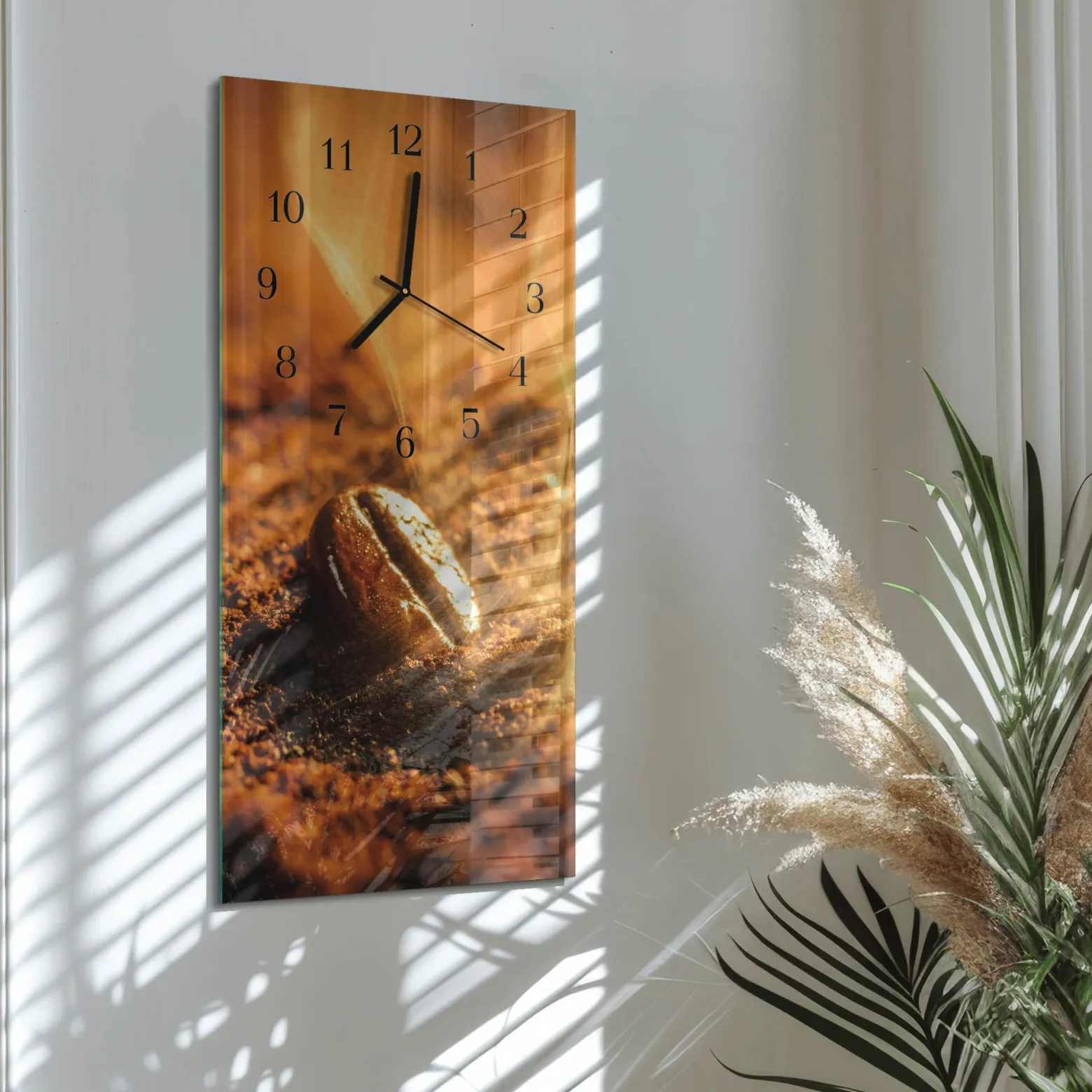 Stylowy zegar 30x60 Ziarno Kofeiny cichy mechanizm salon