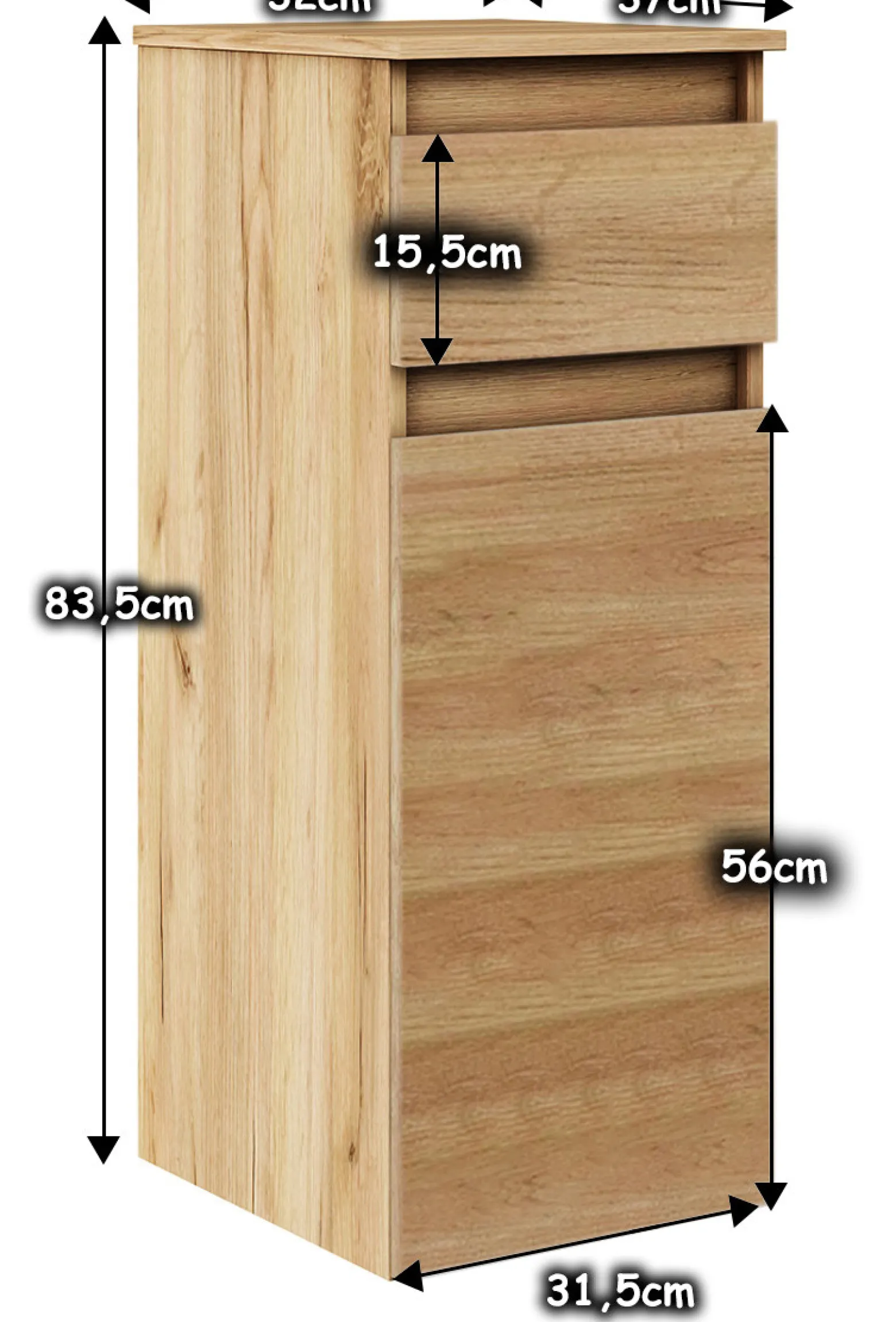 Słupek Megan 1S1D Dąb Craft Złoty 32X37X84 Cm