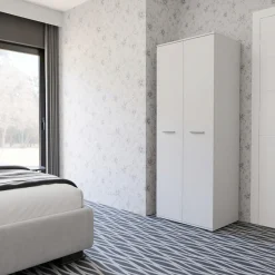 Szafa CR3-SHK1 biała dwudrzwiowa szafka duża pojemna regał drążek półka