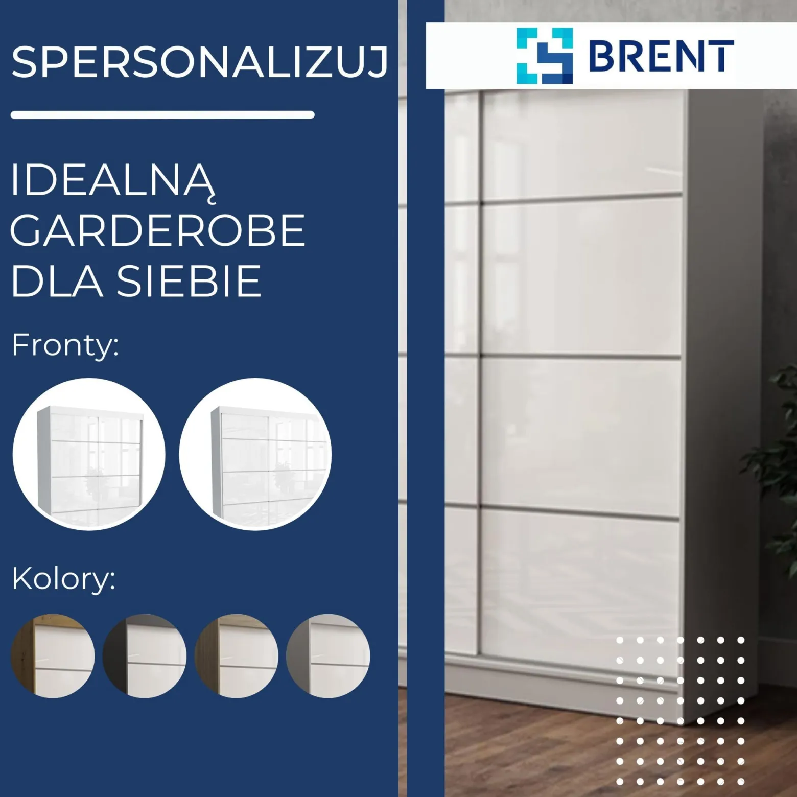 Szafa garderoba przesuwna BRENT 100 cm JULY POŁYSK ANTRACYT