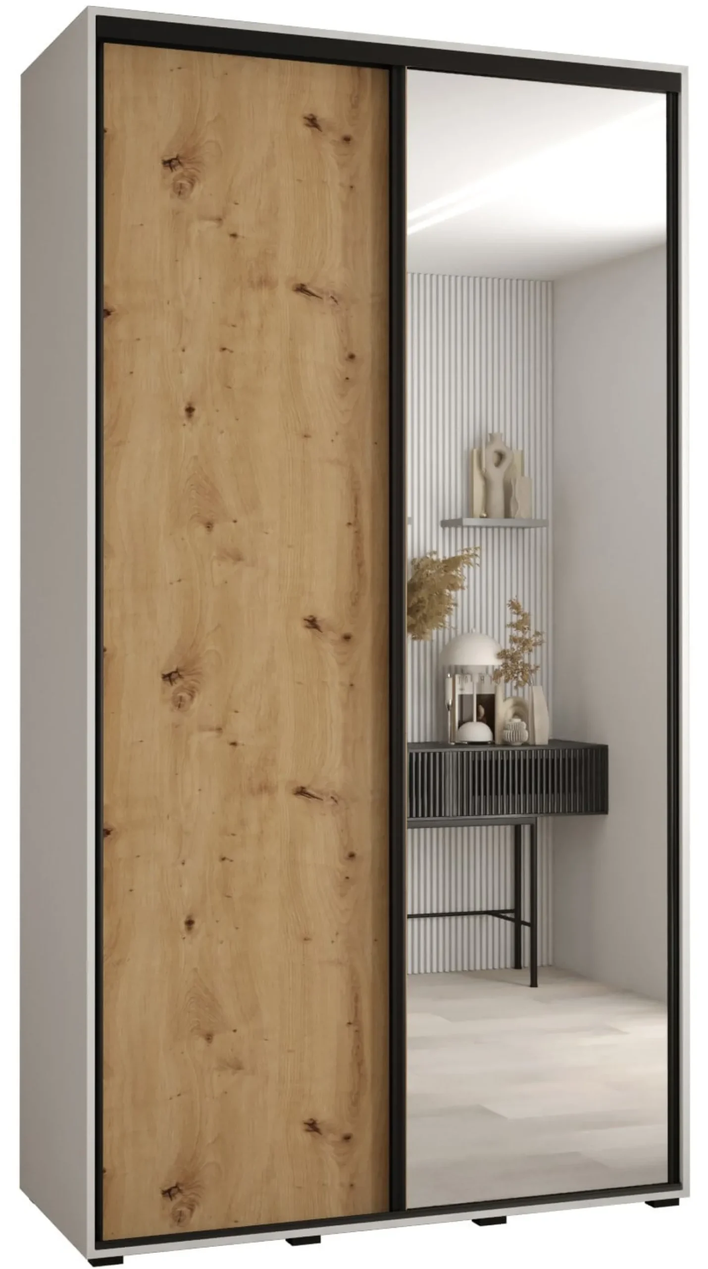 Szafa przesuwna 45 Cannes 3 130 biały+artisan+czarny