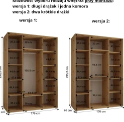Szafa przesuwna 60 wysoka Dakota 1 170 kaszmir+kaszmir+złoty