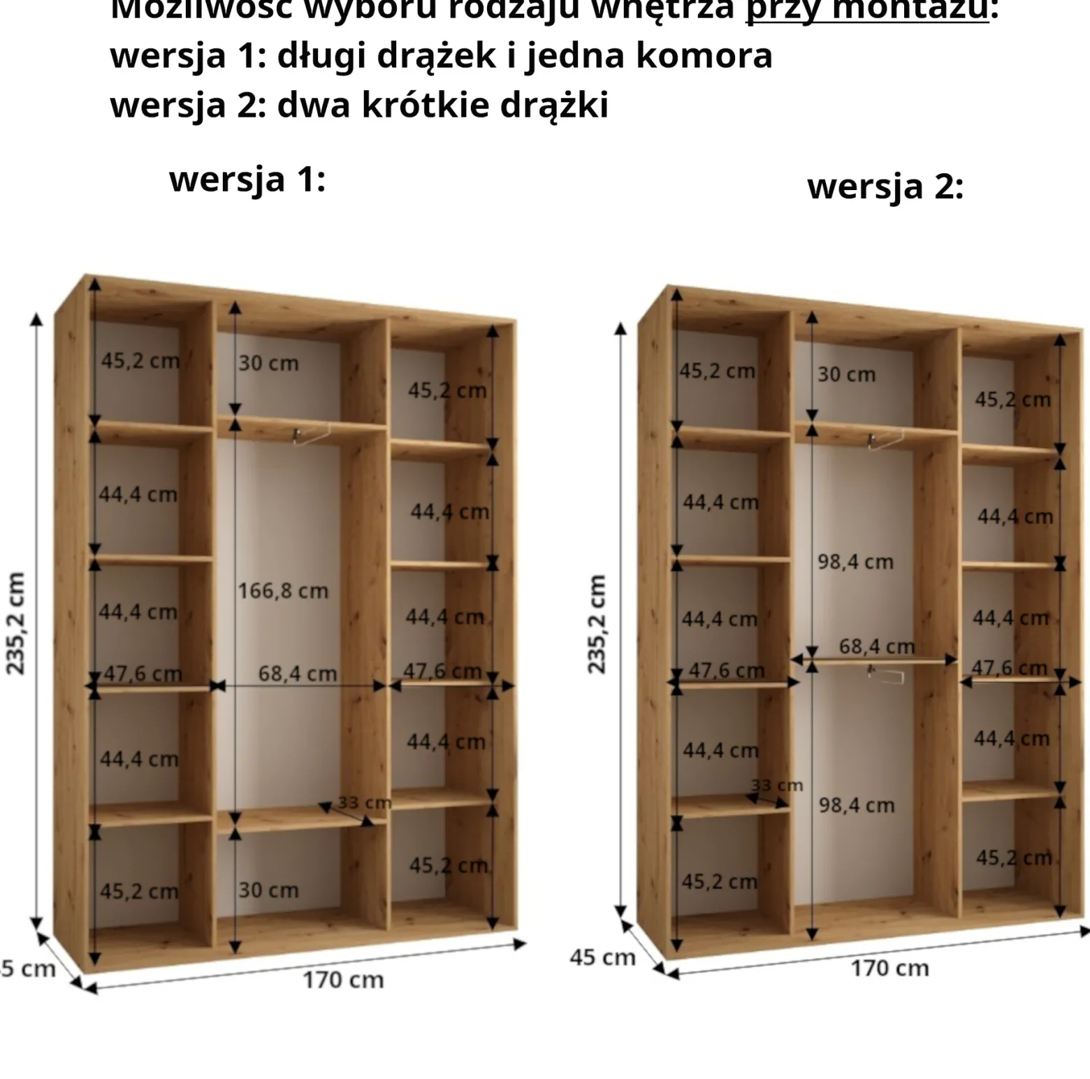 Szafa przesuwna 45 wysoka Dakota 6 170 kaszmir+kaszmir+srebr